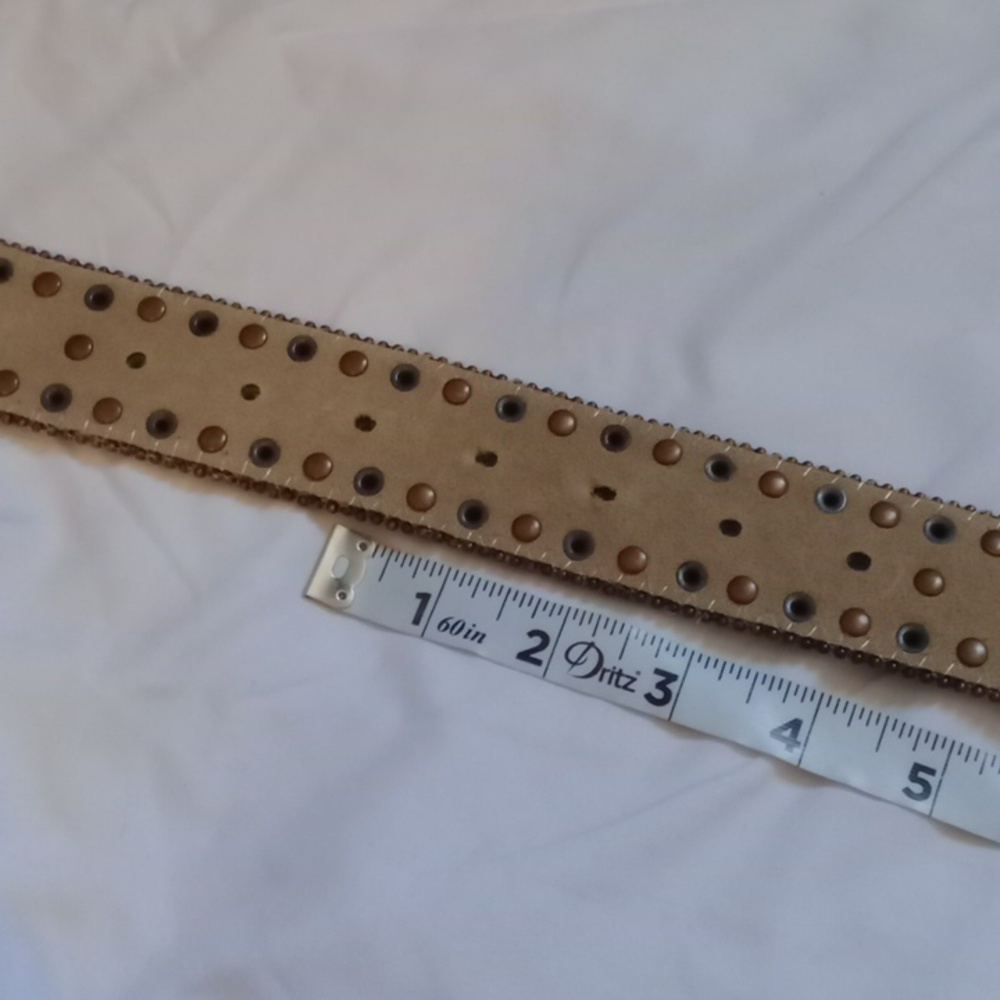 Nocona Brown Fur Belt with Rhinestone Accents - Picture 10 of 11